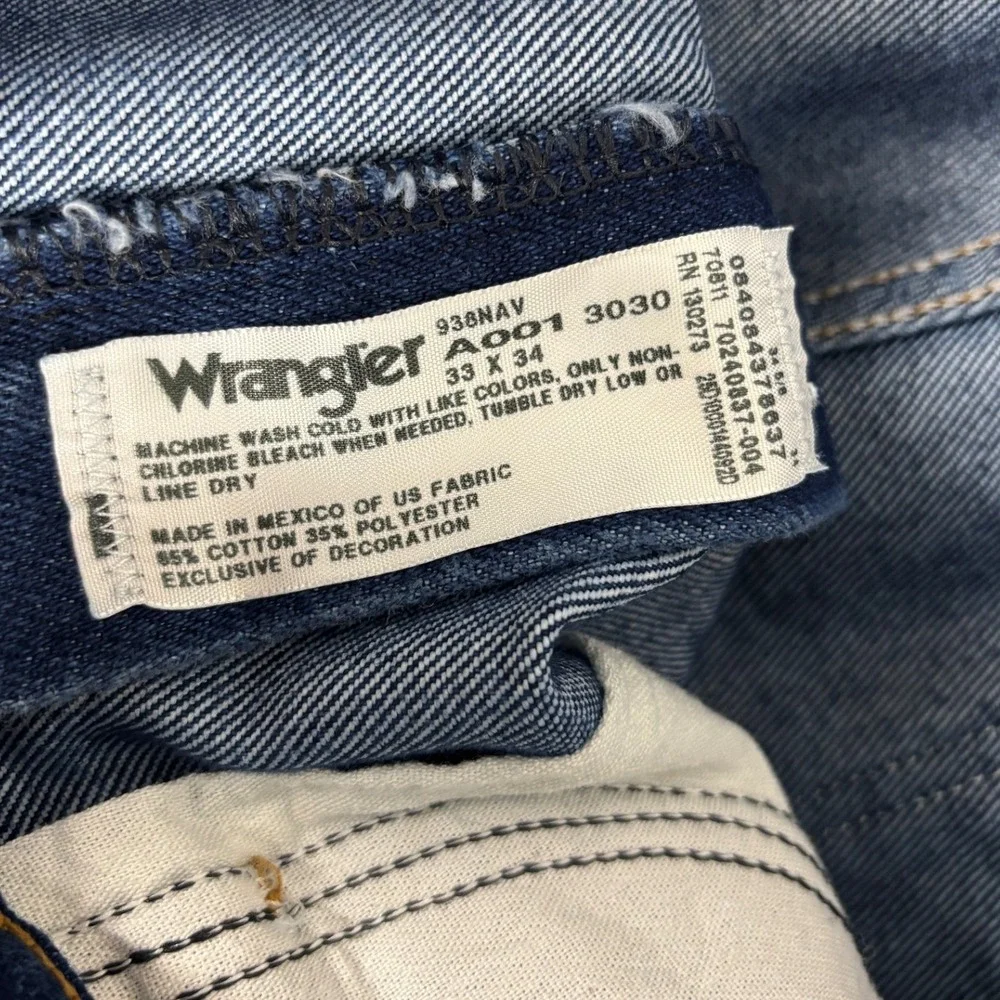 Wrangler 938NAV Cowboy Cut Slim Fit Jeans 33x33 Navy Denim Western Mens